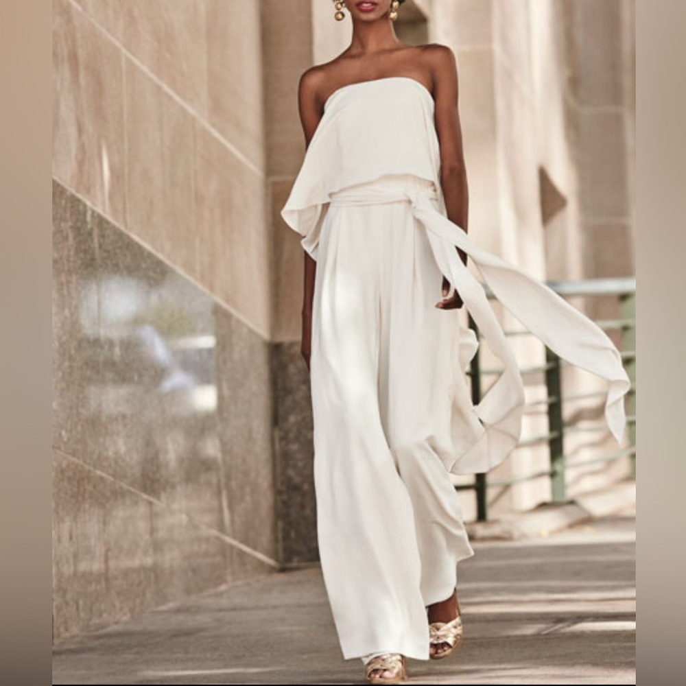 Cream Strapless Jumpsuit